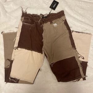 Patchwork Brown and Tan women’s Pants